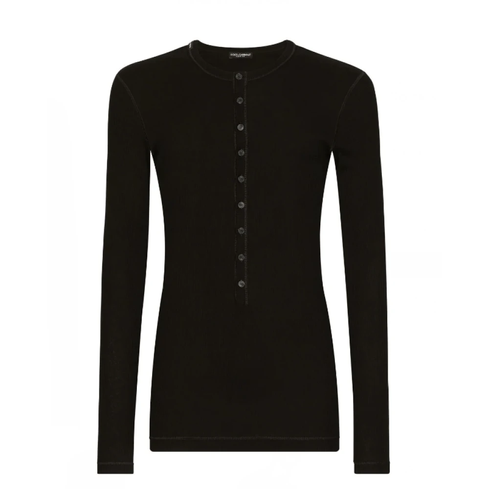 Dolce & Gabbana Stijlvolle Button-Up Longsleeve Top Black Heren