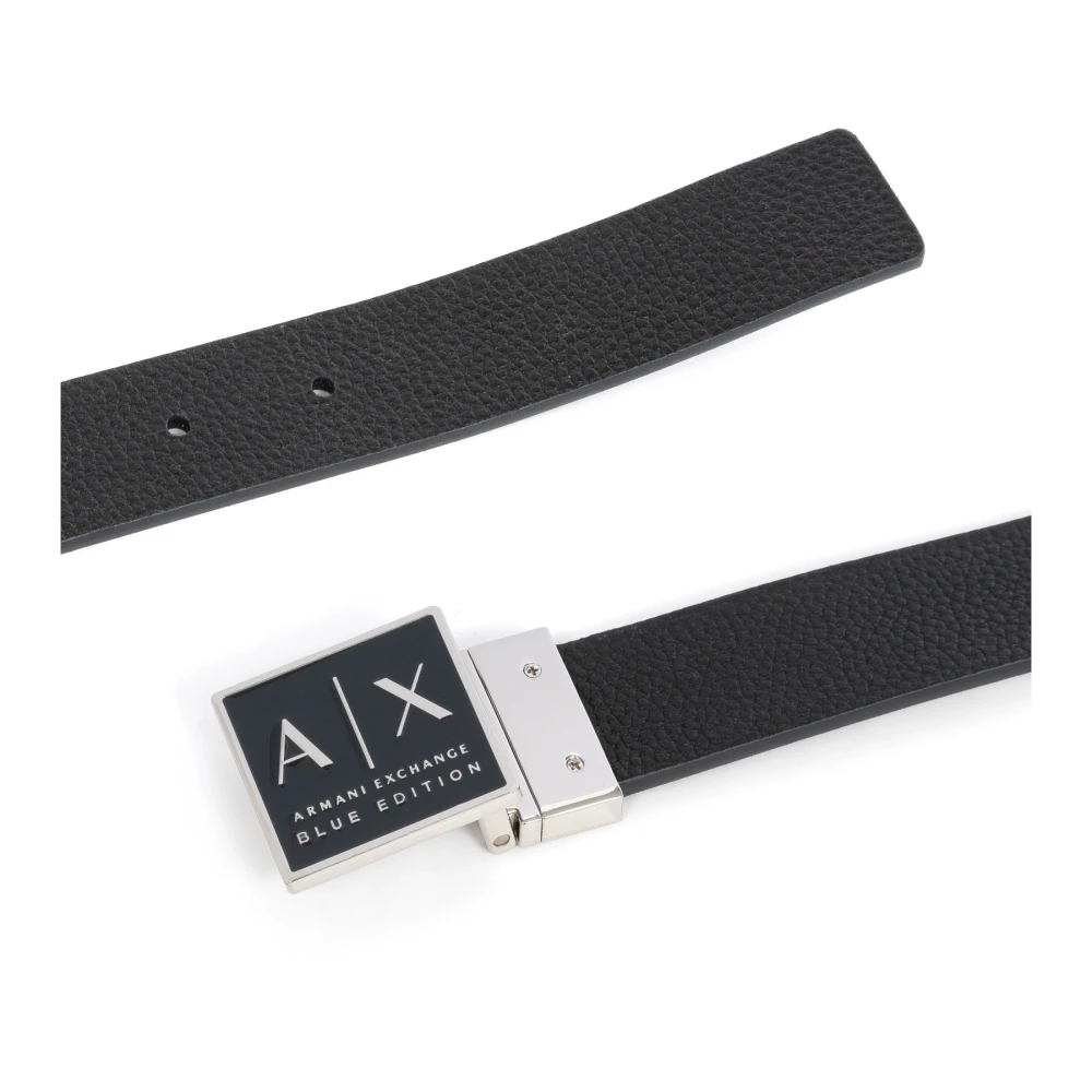Armani Exchange Effen Omkeerbare Riem met Gespsluiting Blue Heren