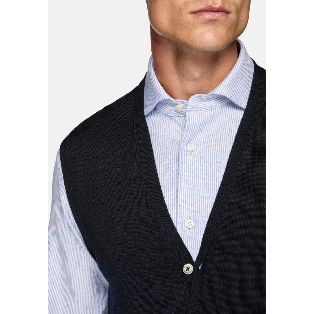 Boggi Milano Merino wollen gebreide vest Blue Heren