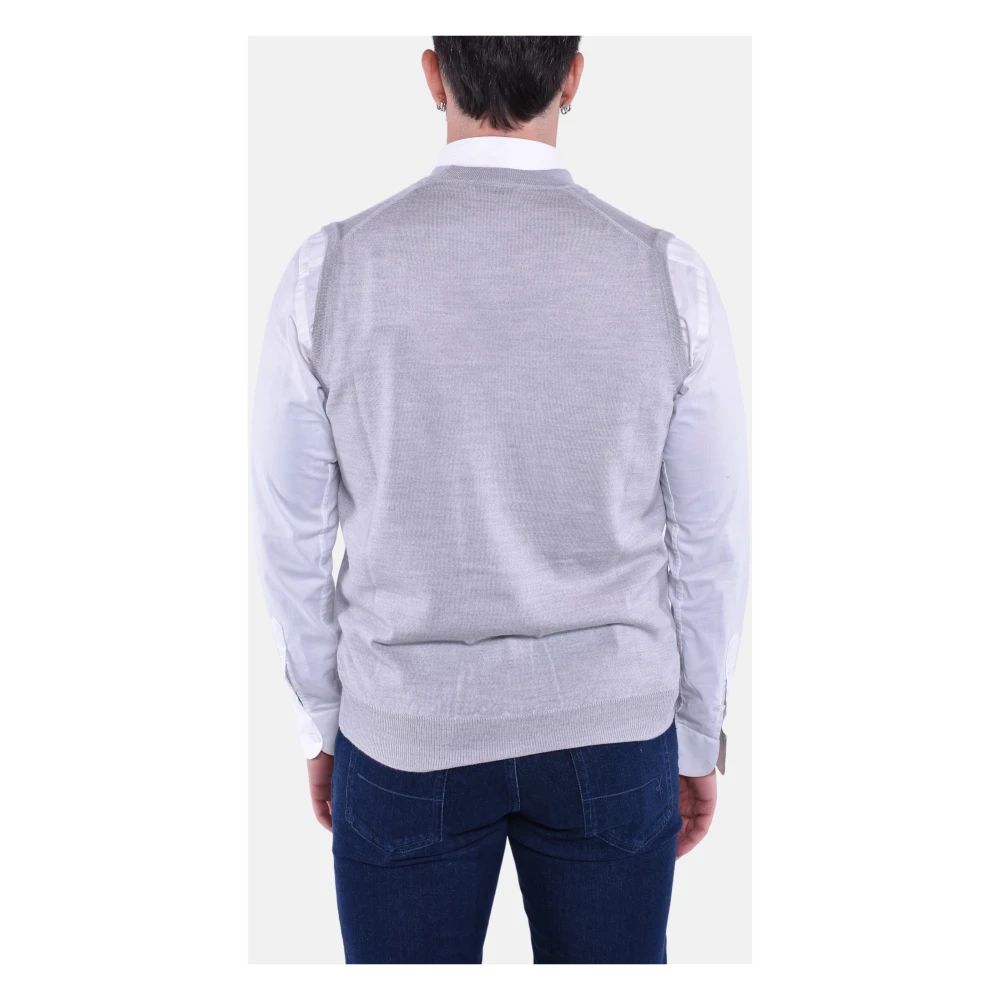 Kangra Mouwloos wollen vest met knopen Gray Heren