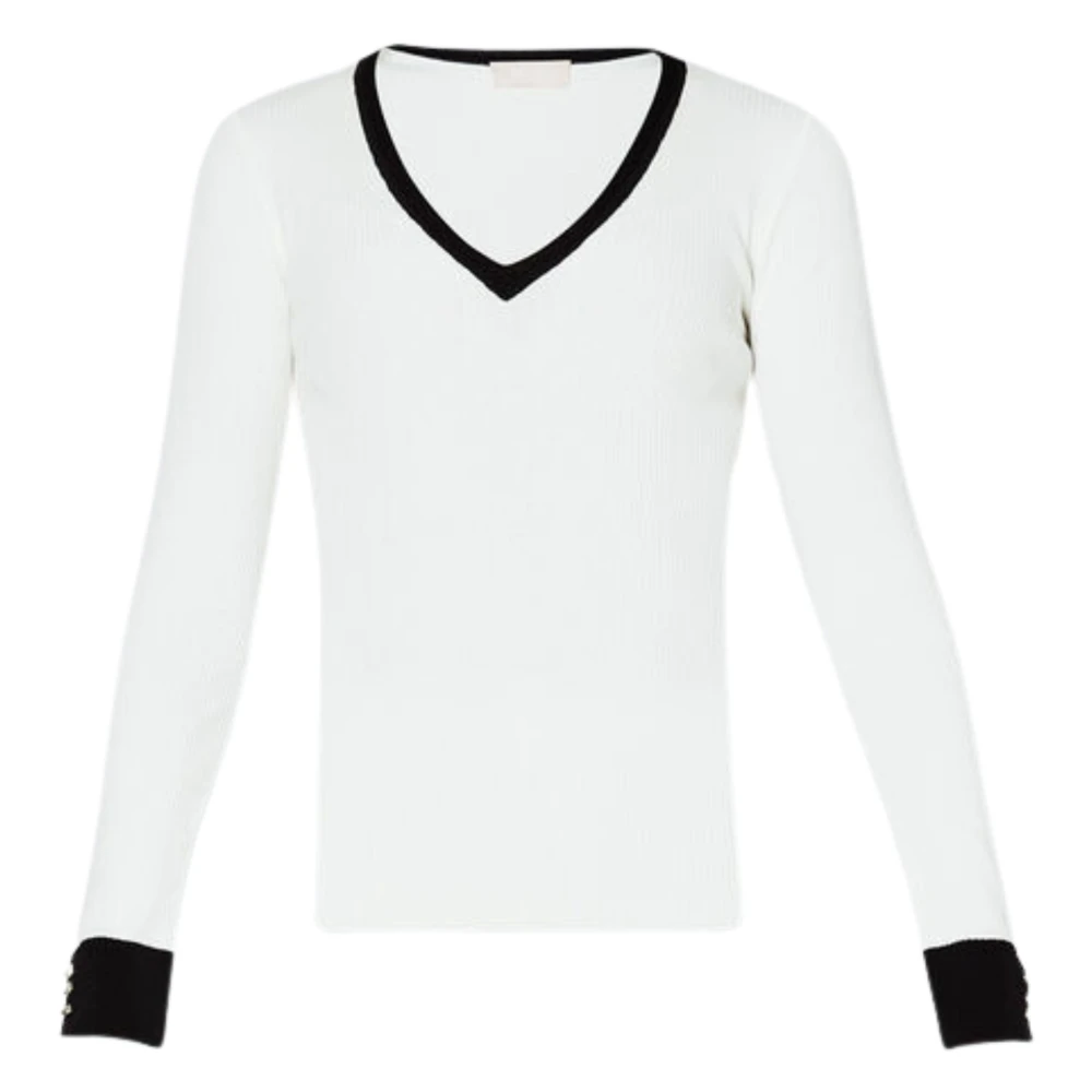 Liu Jo Crème Sweater met Contrastbies White Dames