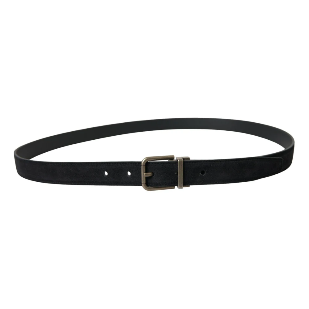 Dolce & Gabbana Elegante zwarte leren riem met metalen gesp Black Heren