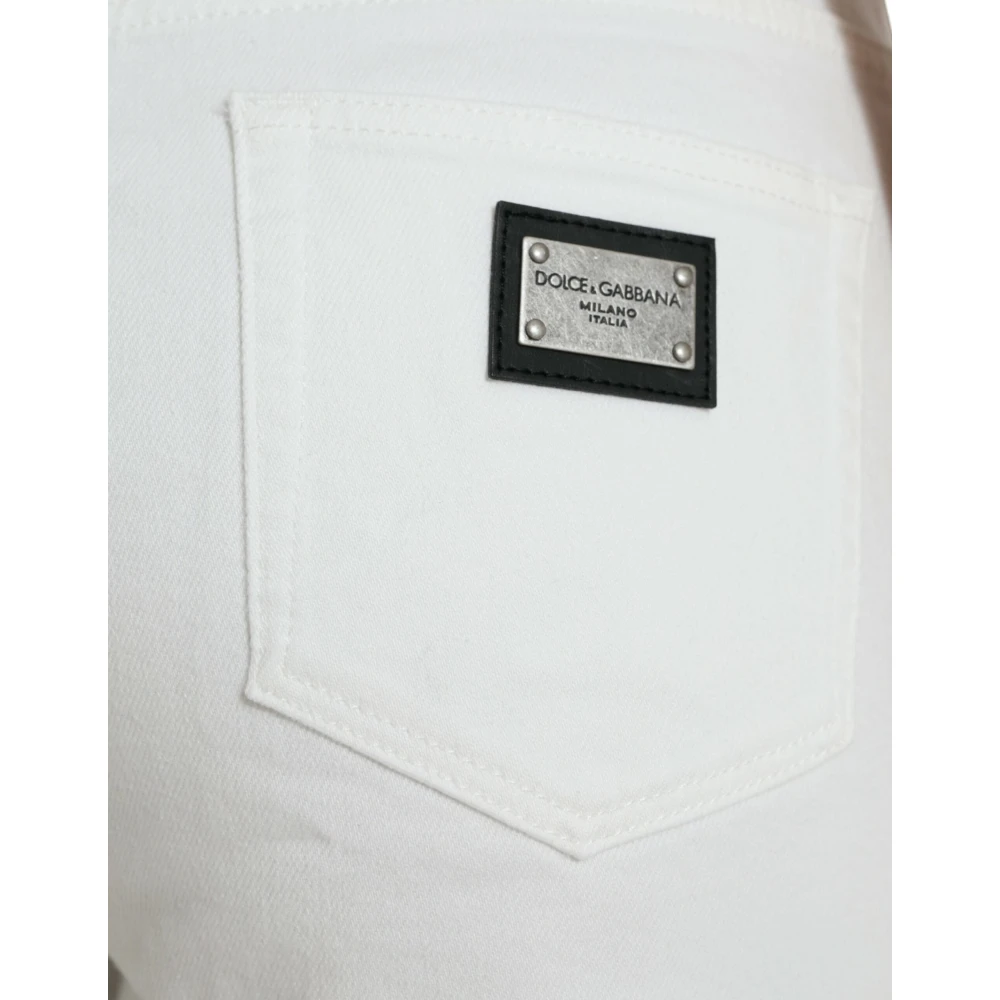 Dolce & Gabbana Witte Cropped Denim Jeans met rits White Dames