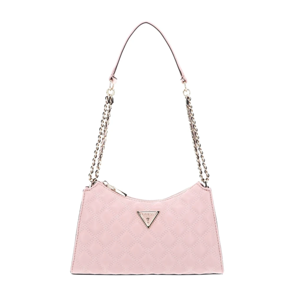 Guess Pink Shoulder Bags, Female, One Size, Giully Top Zip Shoulder Bag