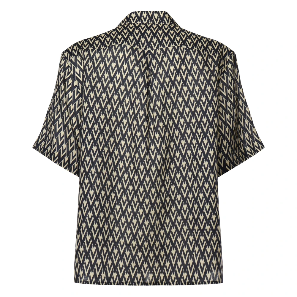 Valentino Garavani Gedrukte Boxy Fit Katoenen Overhemden Black Heren