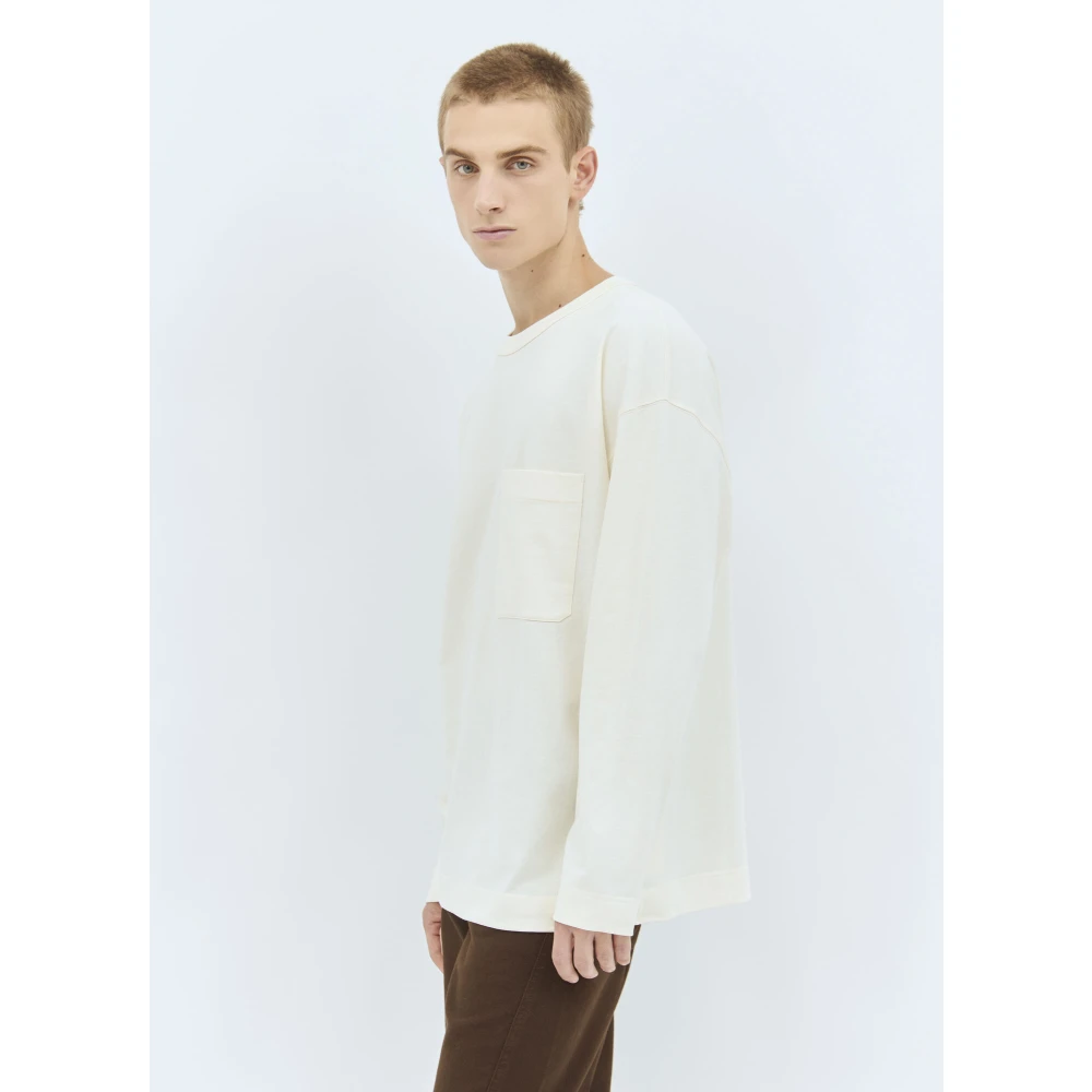 Lemaire Katoenen Jersey Longsleeve T-shirt Beige Heren