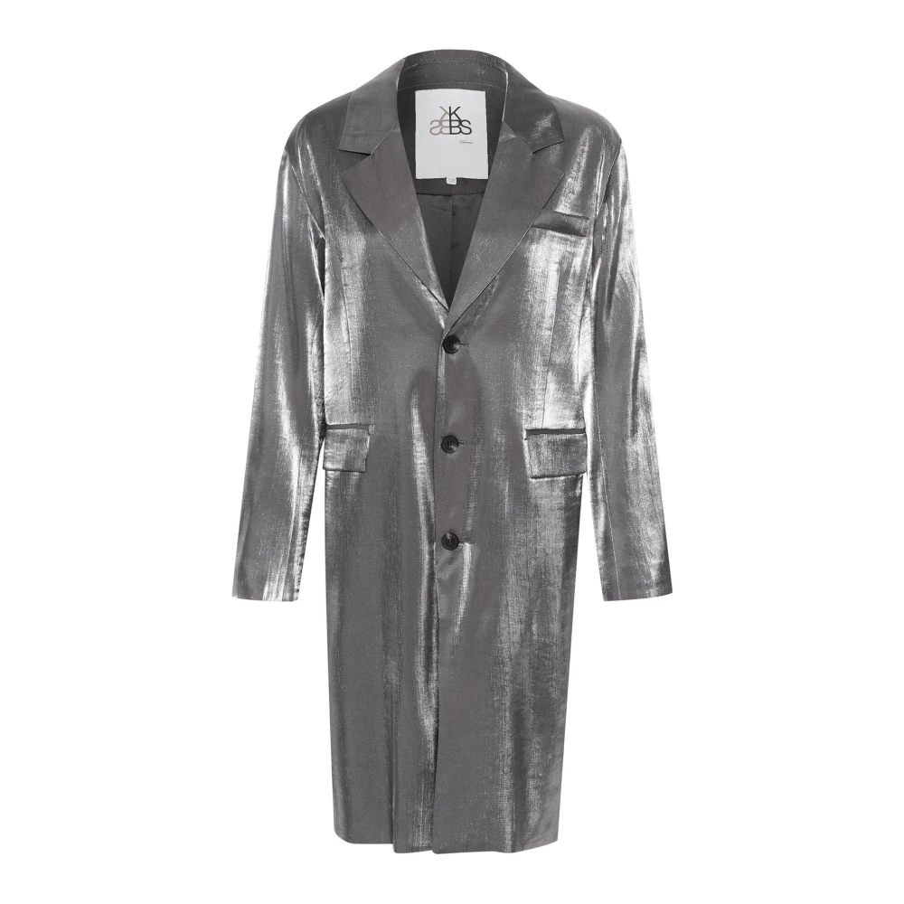 Karen by Simonsen Metallic Lange Blazer Jas Donderstorm Gray Dames