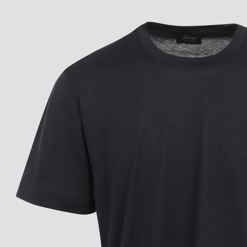 Brioni Blauwe Zijden T-Shirt Blue Heren