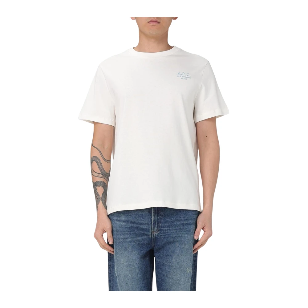 A.p.c. Men's White T-Shirts, L, Crew Neck Short Sleeve Tee