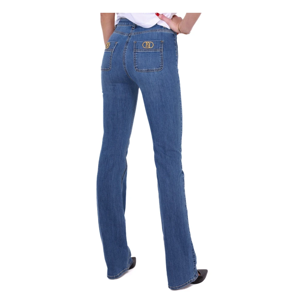 Elisabetta Franchi Rechte Pijp Denim Stretch Jeans Blauw Blue Dames