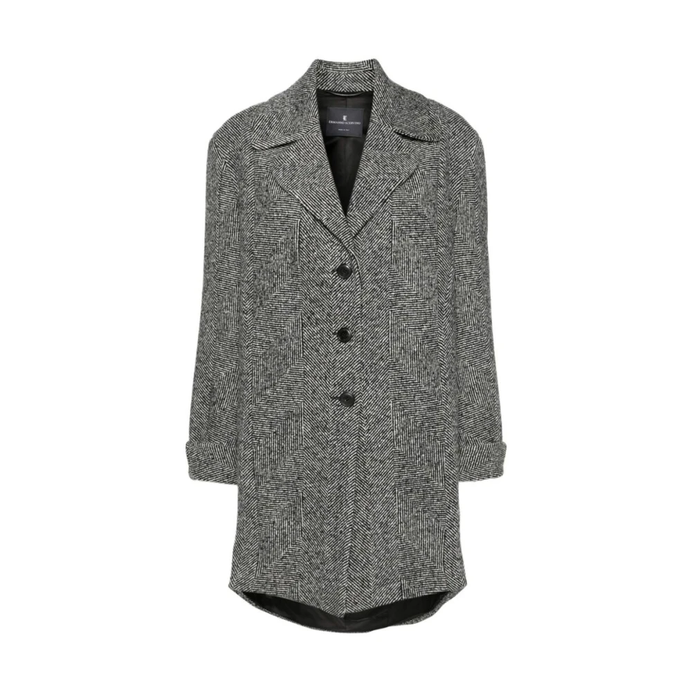 Ermanno Scervino Jas met Herringbone Patroon en Revers Black Dames