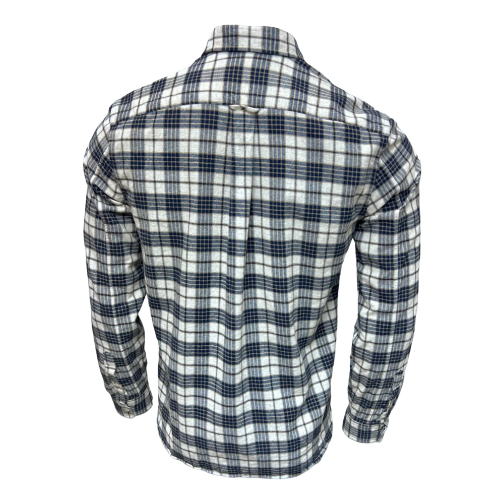 Xacus Katoenen Flanellen Geruite Shirt Blauw Blue Heren