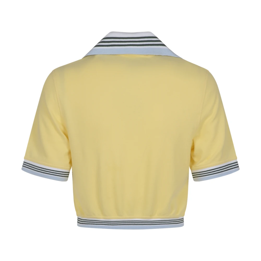 Casablanca Cropped Pique Polo Shirts Yellow Dames