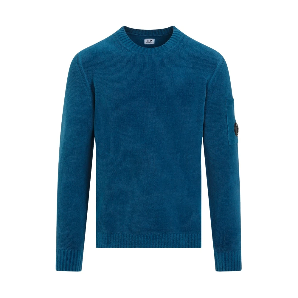 C.P. Company Blauwe Chenille Katoenen Pullover Sweater Blue Heren
