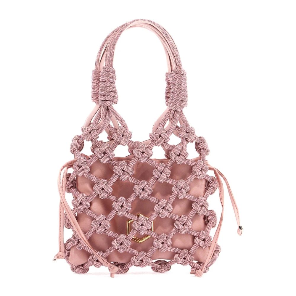 Hibourama Handtas van geweven gaas met kristaldraad Pink Dames