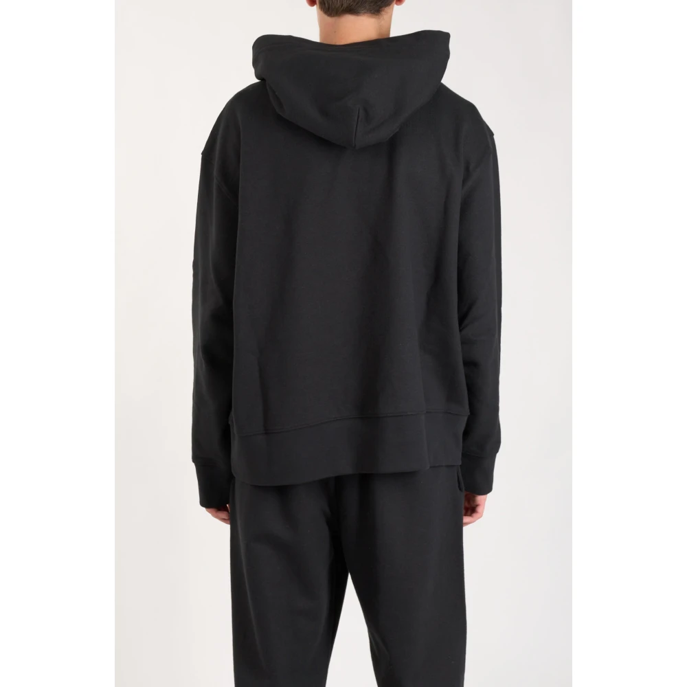 Laneus Katoenen Jersey Hoodie met Geborduurd Logo Black Heren