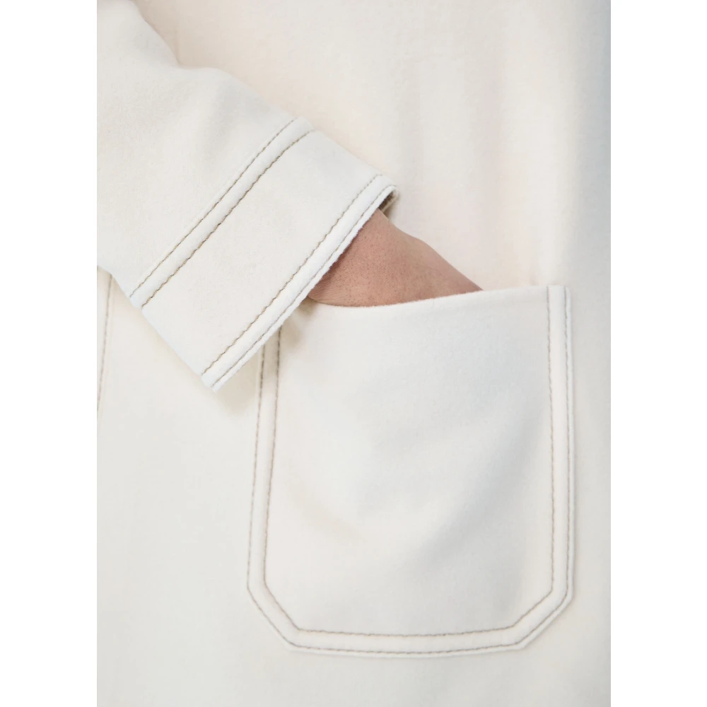 Marni Kasjmier Wol Hoodie Jas Geborduurde Zakken Beige Dames