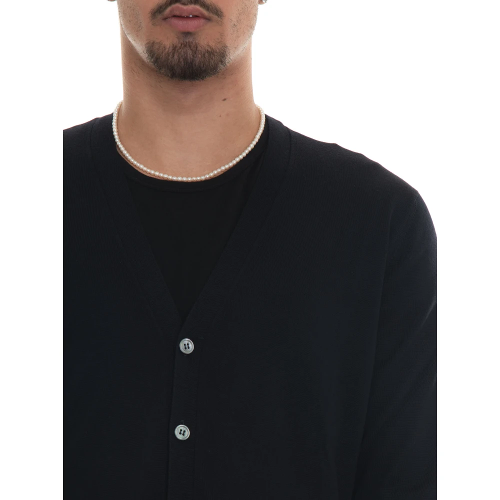 Hindustrie Slim Fit Merino Wool Button Cardigan Blue Heren