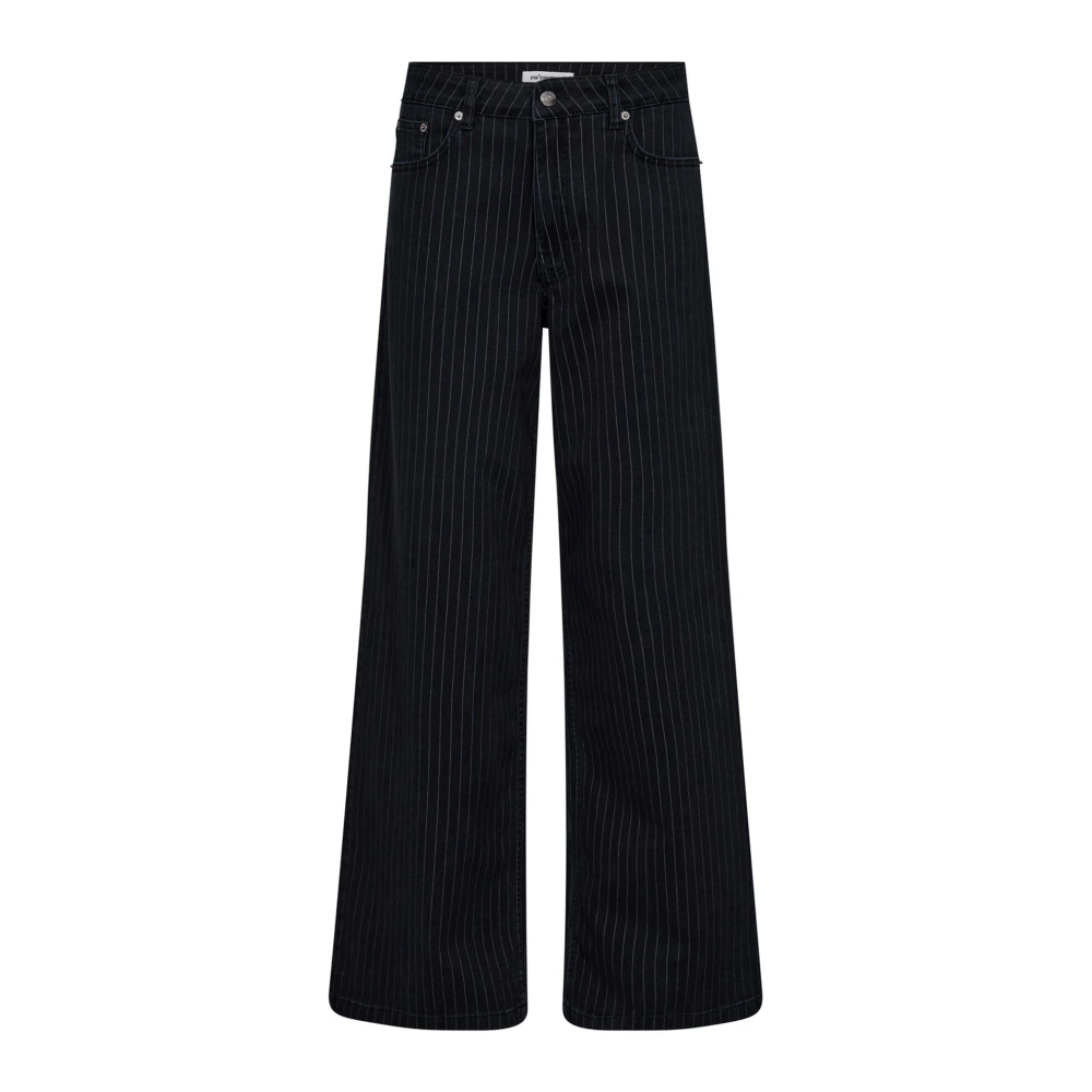 Co'Couture Pinstripe Wide Leg Jeans Zwart Black Dames