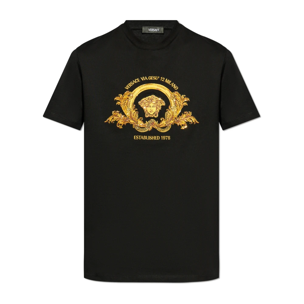 Versace T-shirt met Medusa's hoofd Black Heren