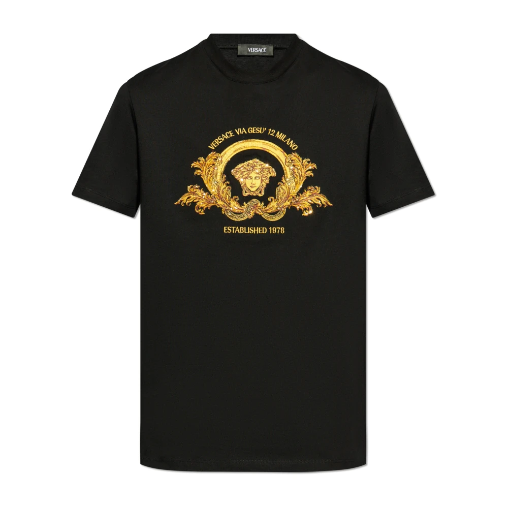 Versace T-shirt met Medusas hoofd Black Heren