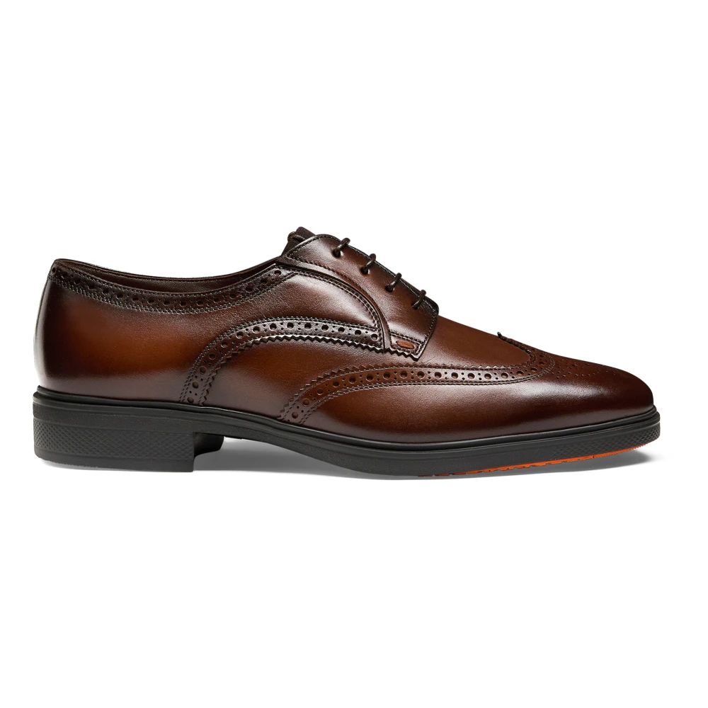 Santoni Mannelijk Bruin Schoenen Heren, 41 Eu, Heren Leren Easy Brogue Veterschoen
