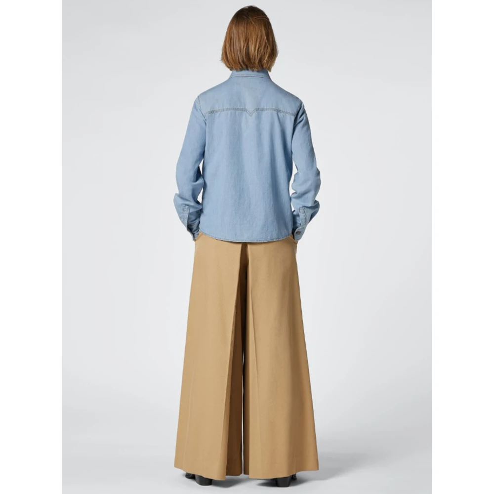 Jacob Cohën Western Stijl Katoenen Twill Denim Shirt Blue Dames