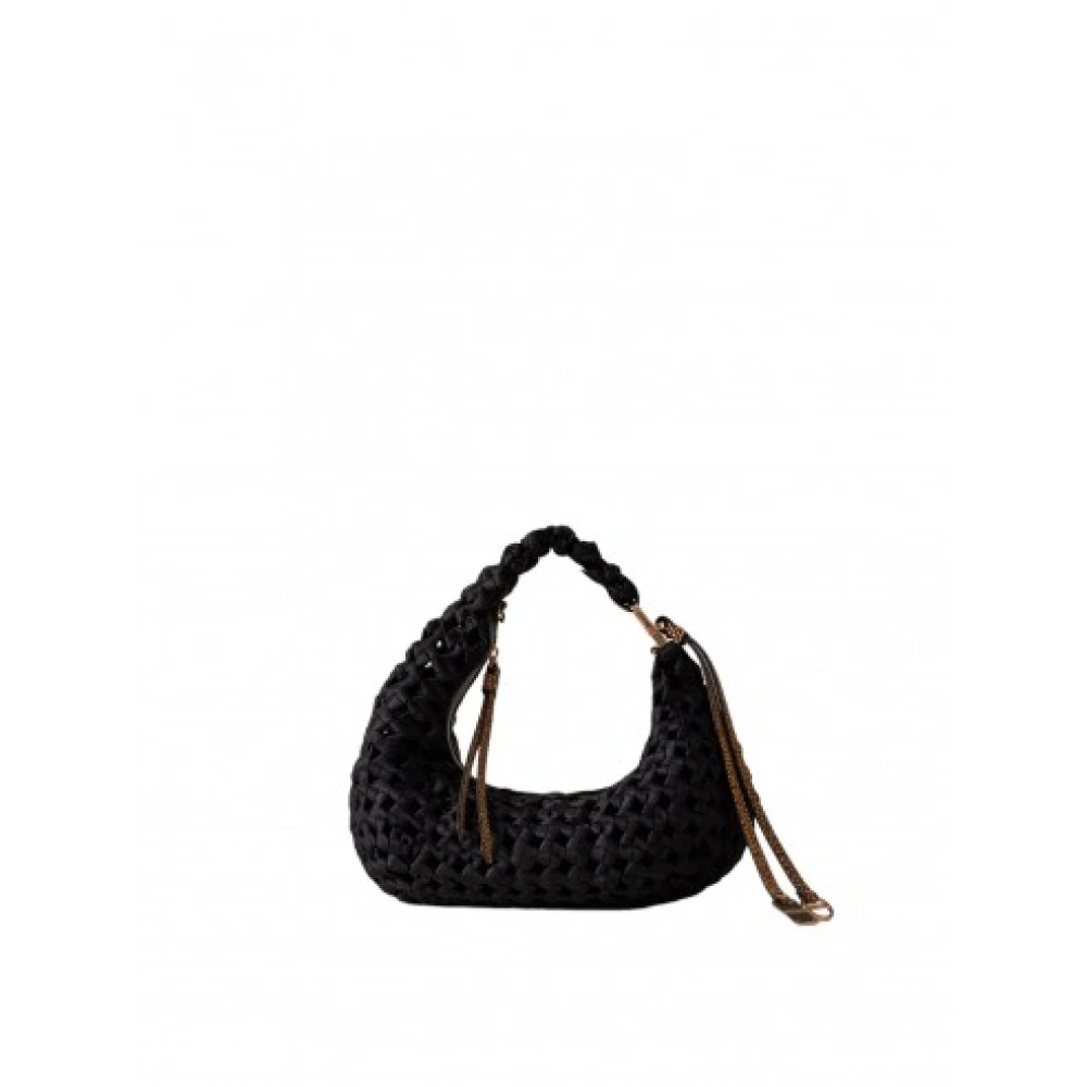 Borbonese Natuurlijk Zwart Geweven Nido Mini Tas Black Dames