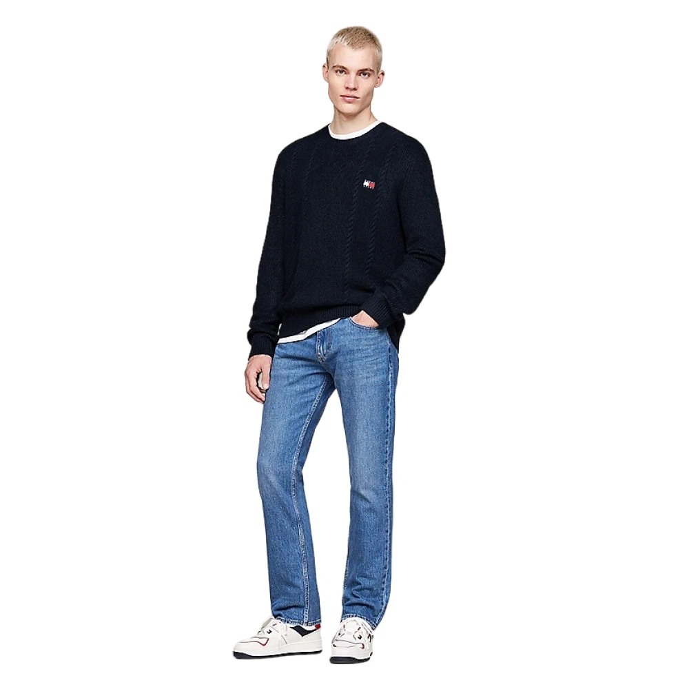 Tommy Jeans Blauwe Klassieke Gebreide Trui Blue Heren