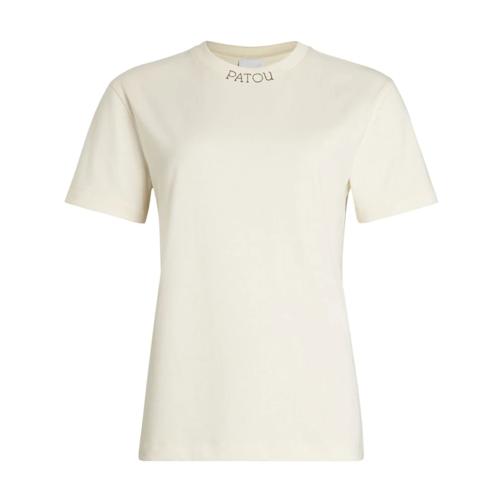 Patou Logo-geborduurde Crew Neck T-shirt White Dames