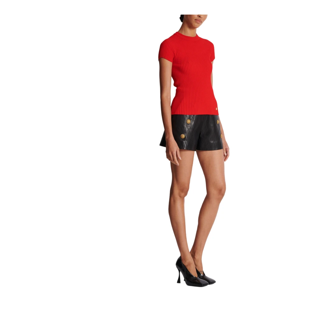 Balmain Geplooide gebreide top Red Dames