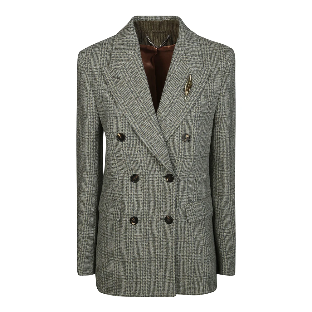 Golden Goose Double-breasted Shetland Blazer Gray Dames