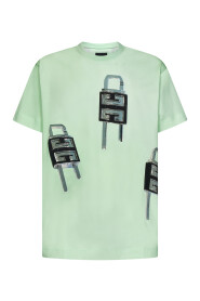 Grünes 4G Vorhängeschloss Print T-Shirt für Herren