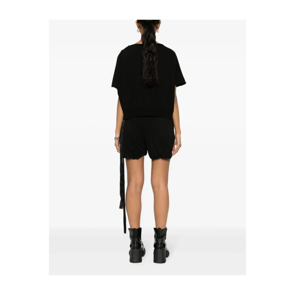 Rick Owens Zwart Mouwloos T-shirt met Geribbelde Ronde Hals Black Dames