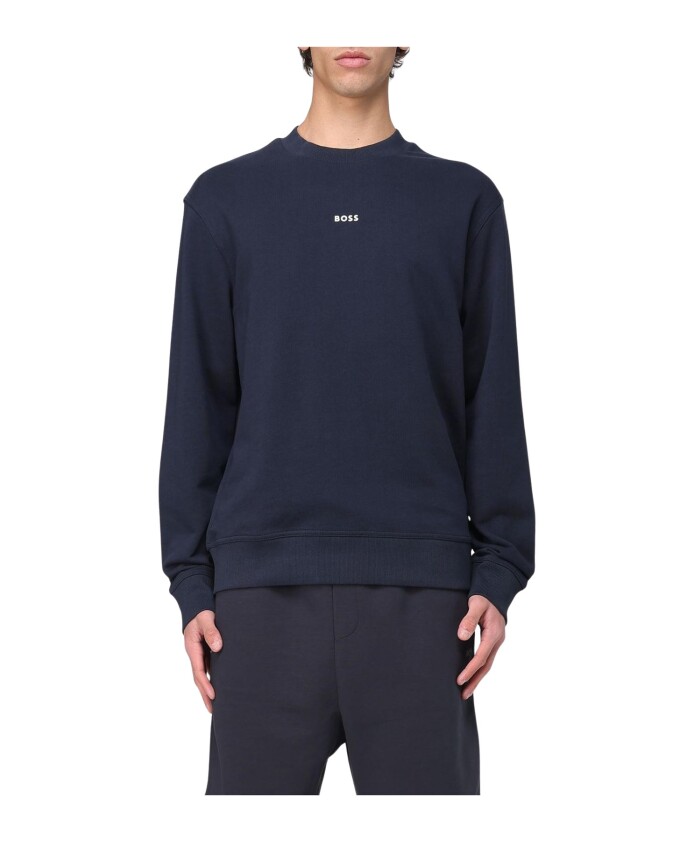 sweatshirt-col-rond-bleu