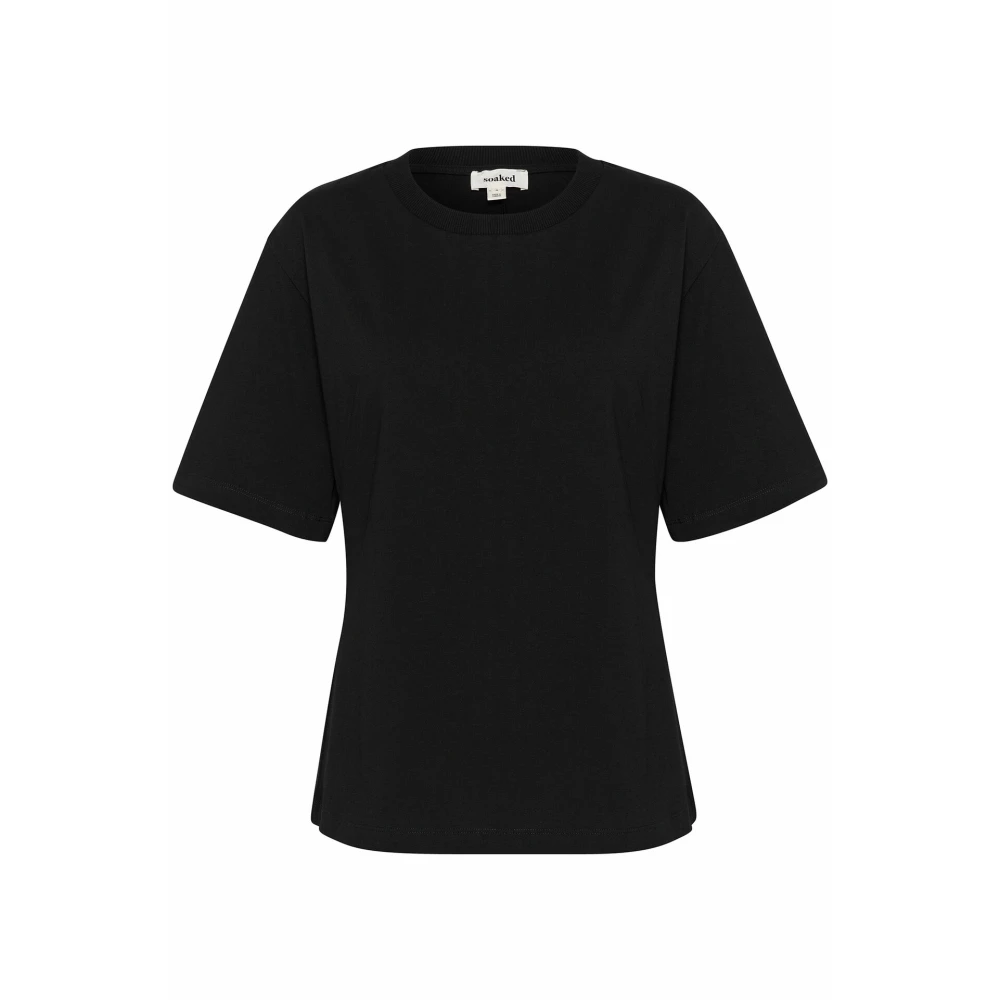 Soaked in Luxury Zwarte Tee Top met korte mouwen Black Dames