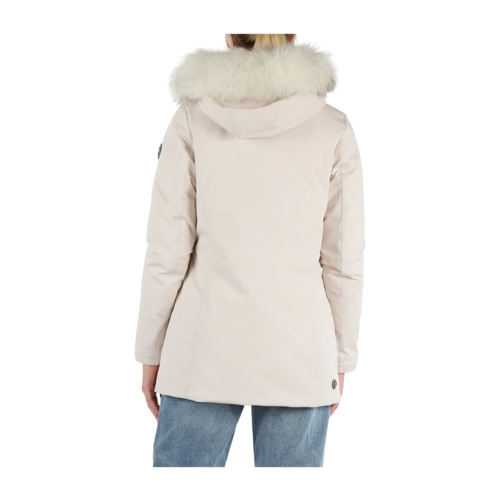 Colmar Stretchstof Pureness donsjack met bontdetail White Dames
