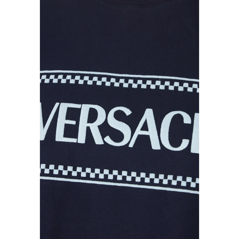 Versace Casual Katoenen T-Shirt Blue Heren