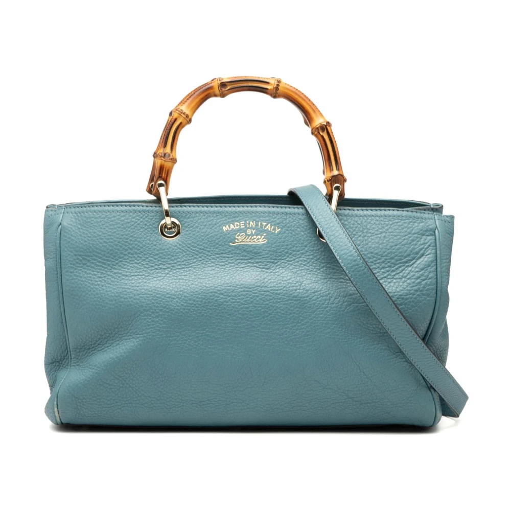Gucci Vintage Women's Blue Pre-Owned Leather Satchel With Handle