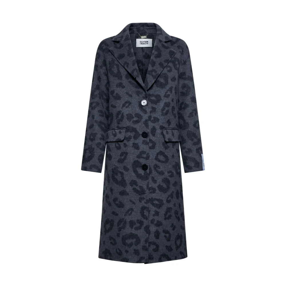 Silvian Heach Damen Schwarz Animal Print Mantel