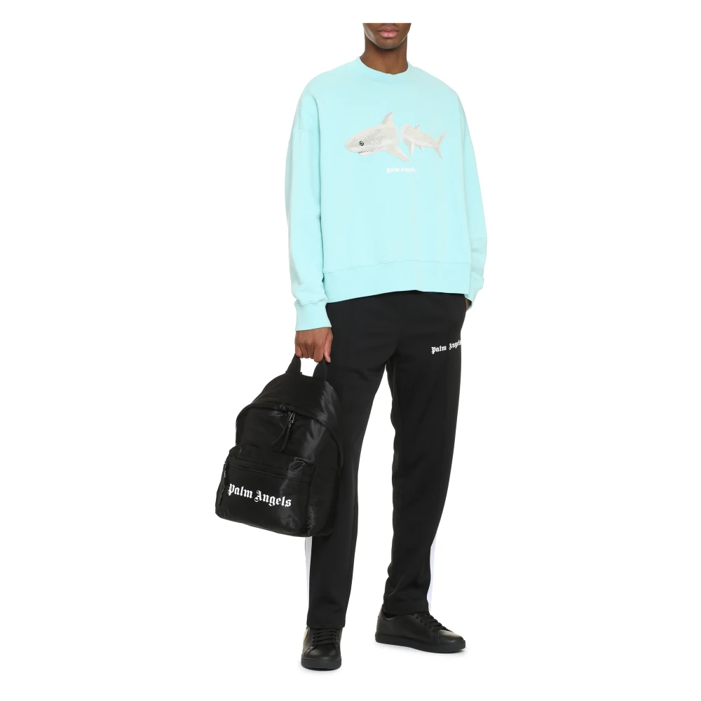 Palm Angels Geborduurde haaiensweatshirt Blue Heren