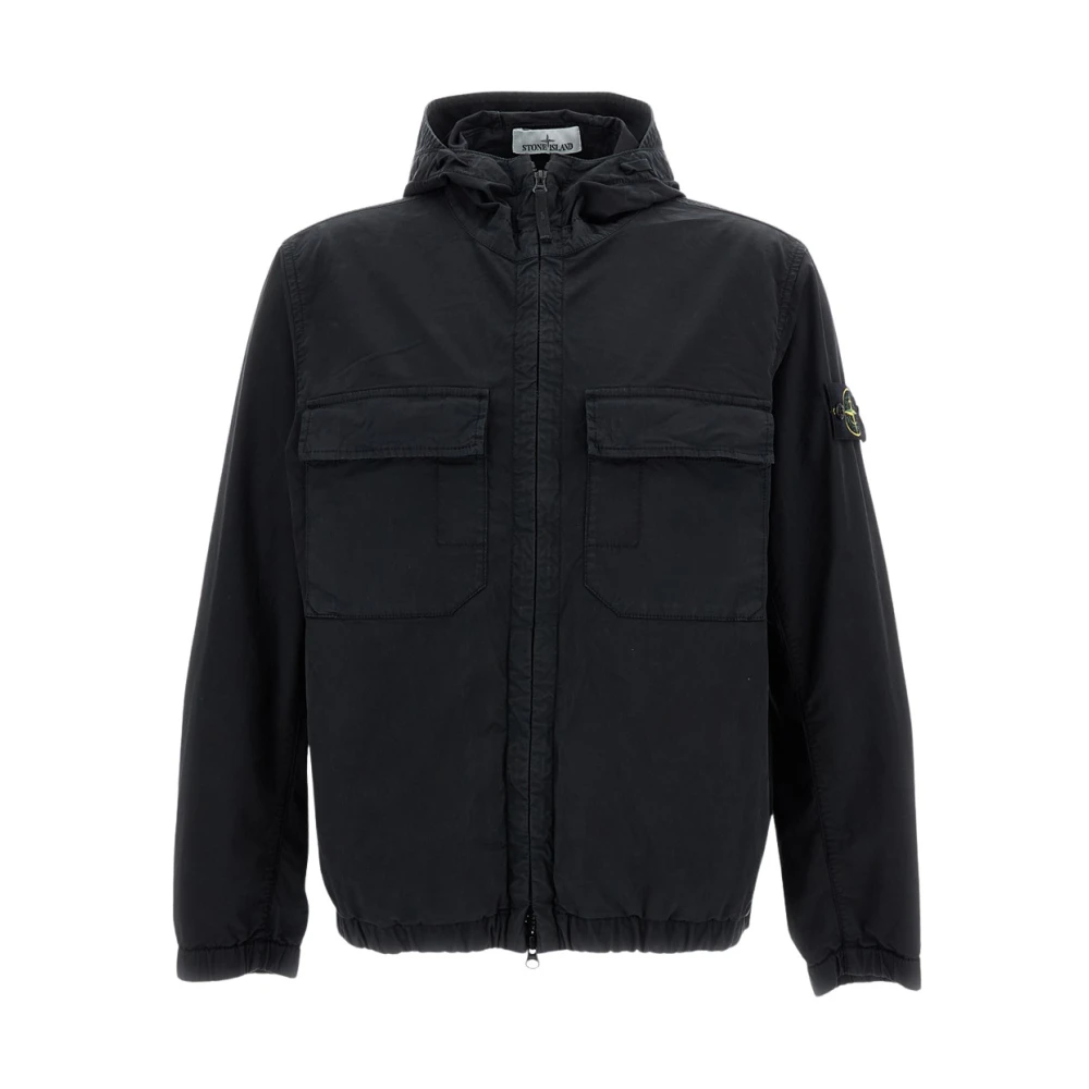 Stone Island Black Full-Zip Jacket - Male - Light Jackets - M - Jackets