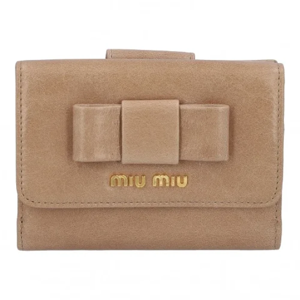 Miu Pre-owned Leather wallets Brown Dames