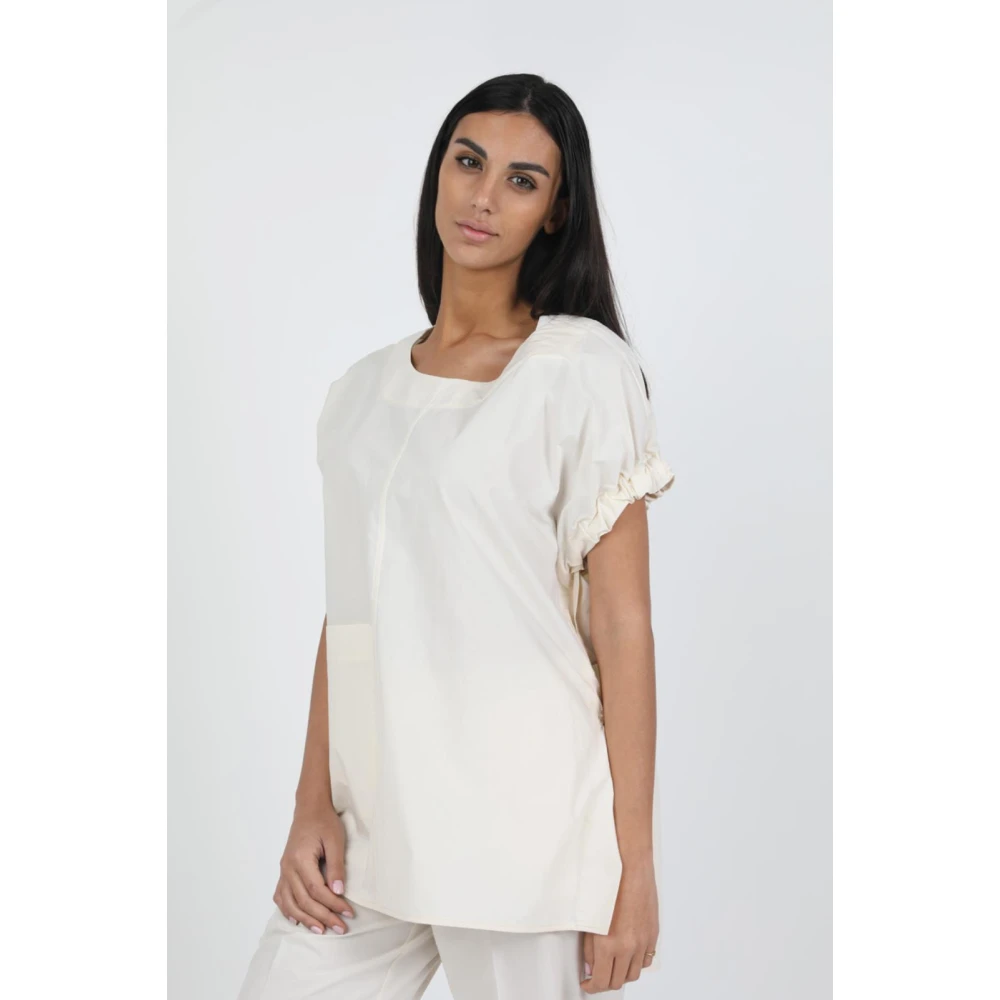 MeiMeiJ Casual Katoenen T-shirt voor dagelijks gebruik Beige Dames