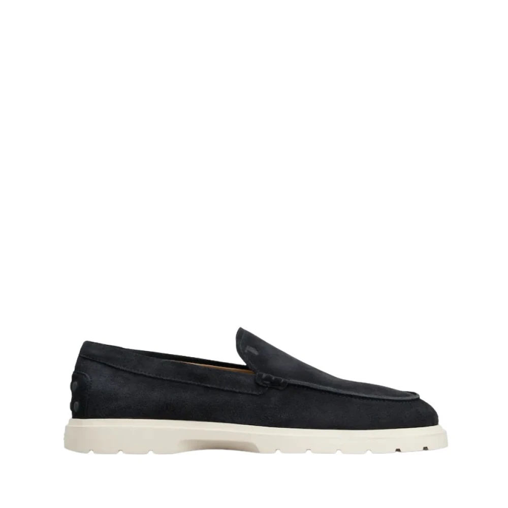 Tod's Men's Blue Loafers, 8 Uk, Slipper Loafers In Suede
