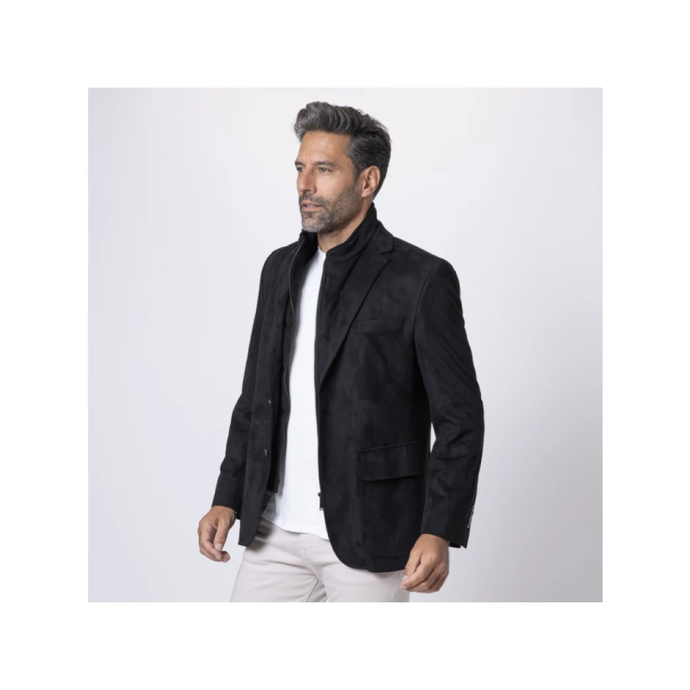 Karl Lagerfeld Reisjas in zwart suède Black Heren