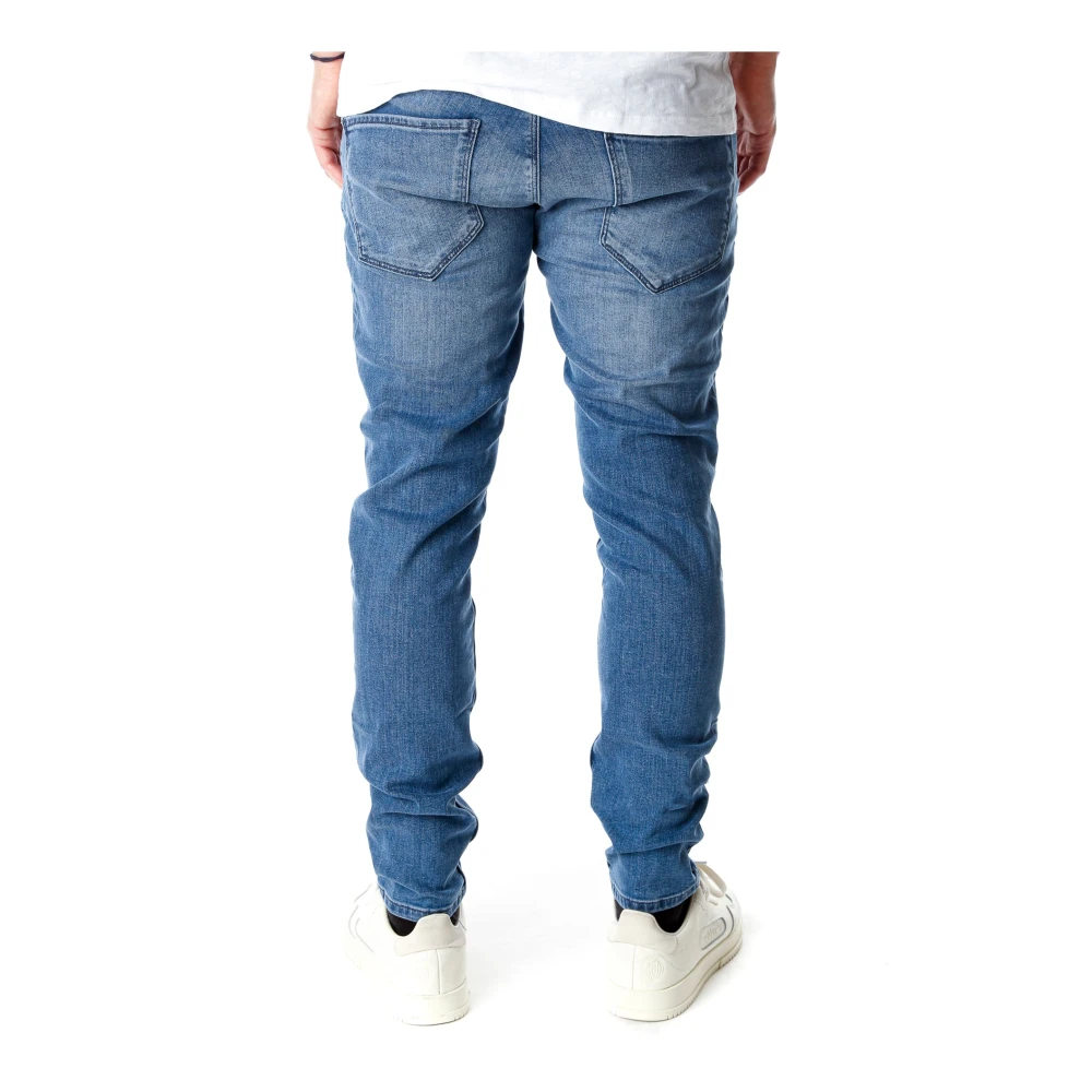 Gabba Slim Fit Mid Waist Jeans met Fade Effecten Blue Heren