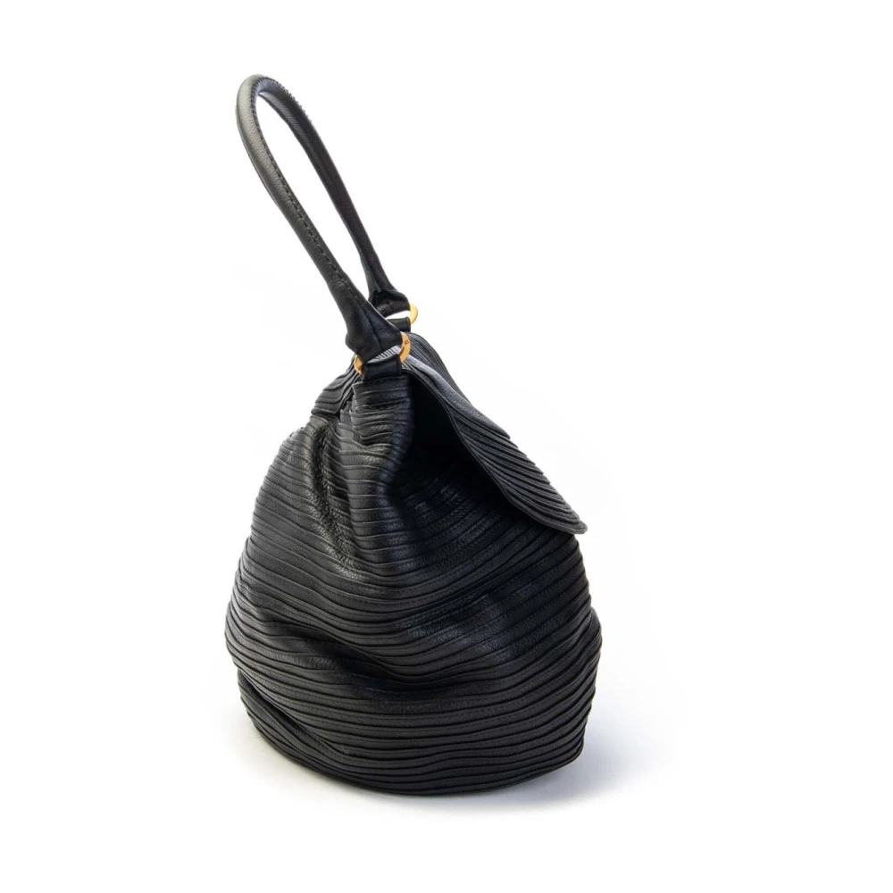 Majo Leren Schoudertas met Klep Black Dames