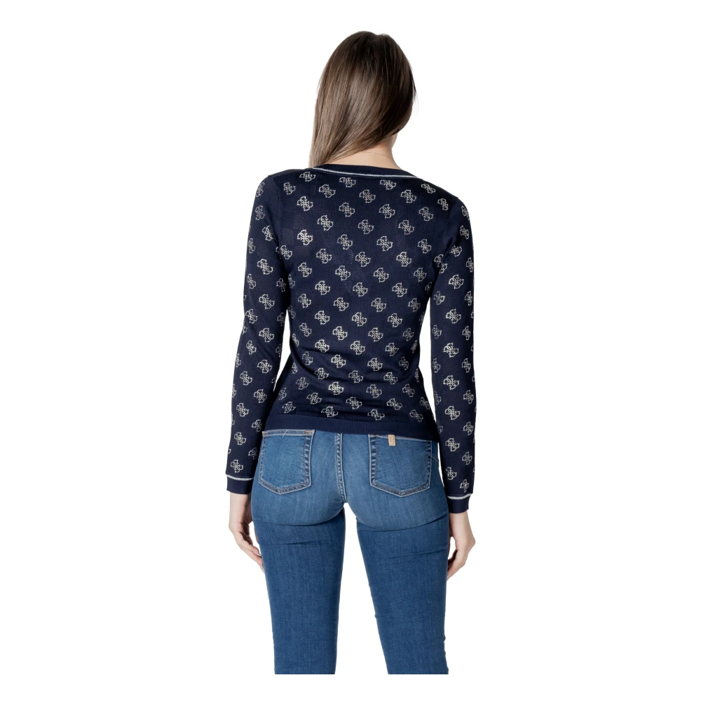 Guess Chique V-hals Gebreide Trui in Blauw Blue Dames