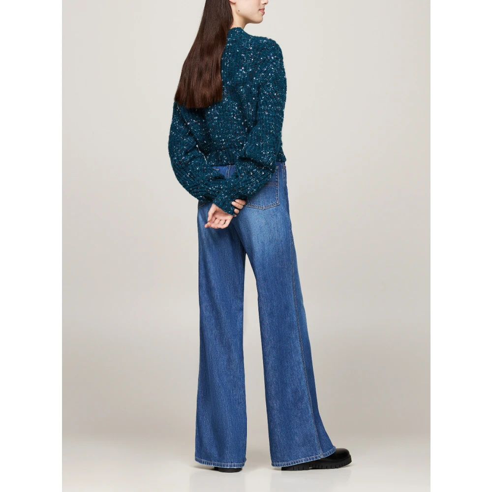 Tommy Jeans Blauwe Mockneck Sweater Marled Stijl Blue Dames